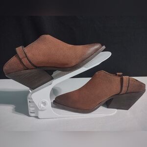 Free People Brown Leather Mule Boots Sz 37 US 7